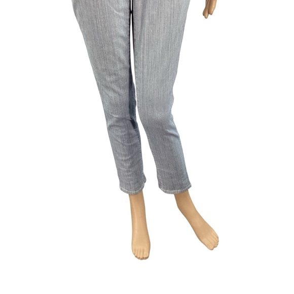 Eileen Fisher Skinny Jeans Blue White Railroad Stripe Size 6 - Picture 3 of 7